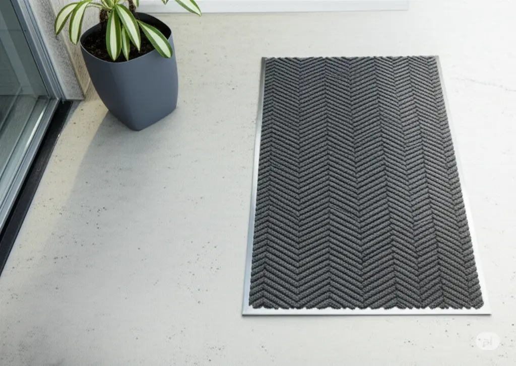 FELPUDO POLYESTER MAT PATRON RUEDA 60X90CM GRIS