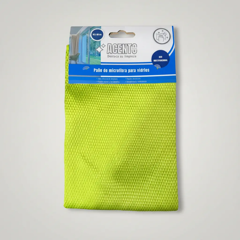 ACENTO HOME MICROFIBRA PARA VIDRIOS Y MULTIUSO 35X35CM