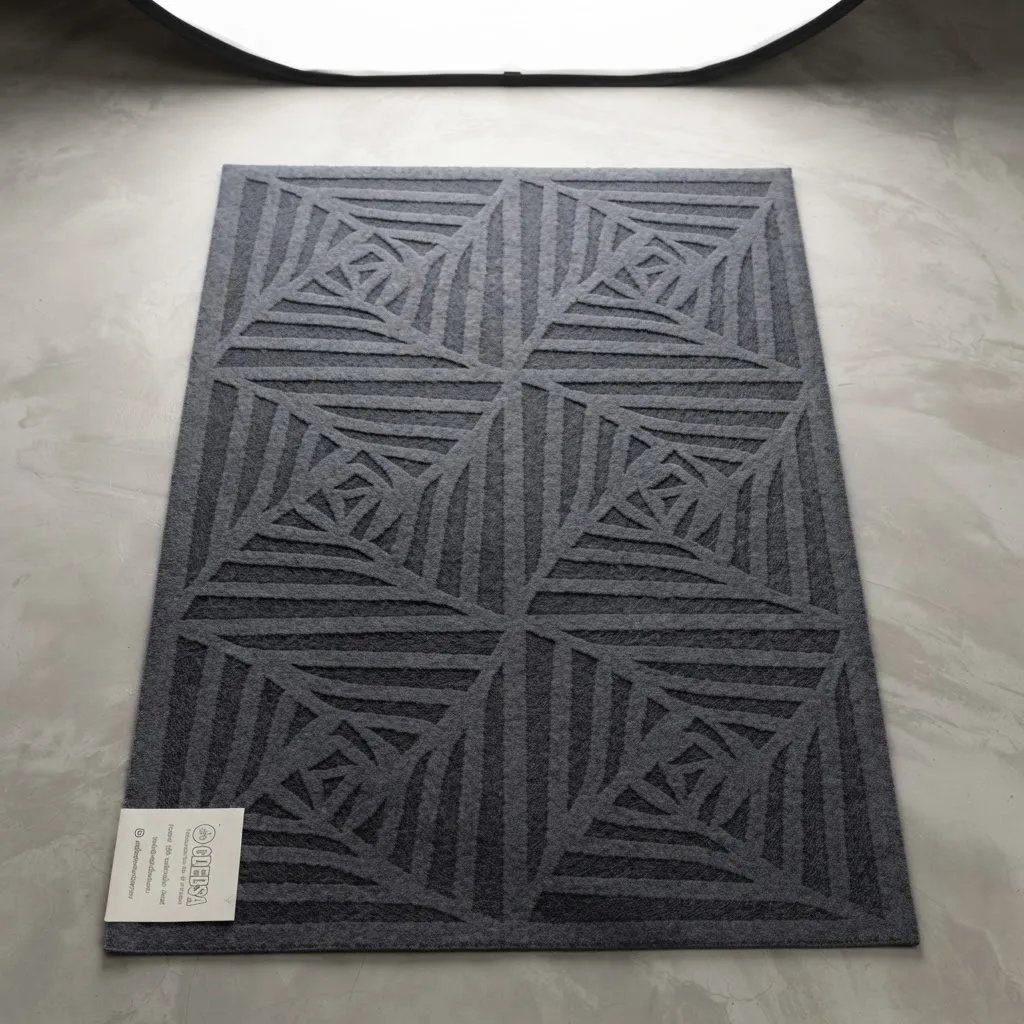 FELPUDO POLYESTER MAT GRIS CUADRICULADO 60X90CM